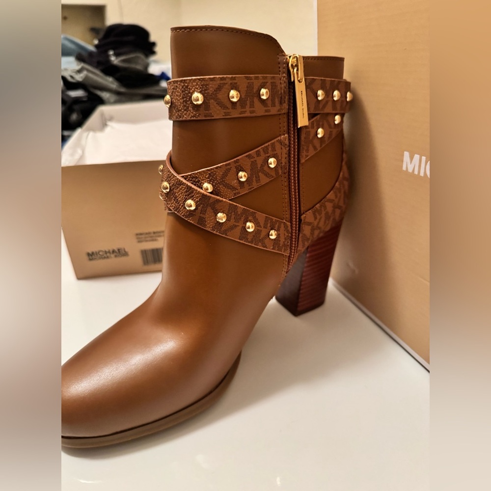 Michael Kors Brown Leather Ankle Boots - Picture 4 of 5
